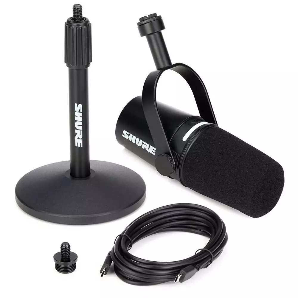 Shure MV7+-K-BNDL – Combo Micrófono híbrido con pedestal de mesa para podcast color Negro - Imagen 4